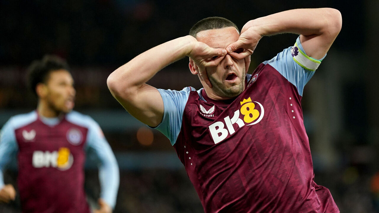 Aston Villa's John McGinn (left) celebrates after scoring his sides first goal of the game during the Premier League match at Villa Park, Birmingham. Picture date: Saturday December 9, 2023.