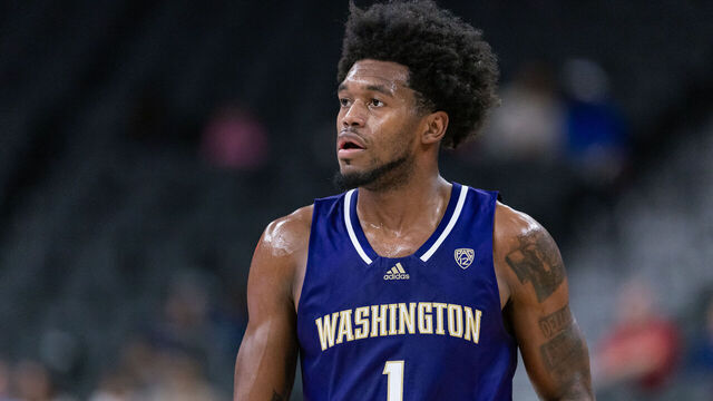 LAS VEGAS, NEVADA - NOVEMBER 17: Keion Brooks Jr. #1 of the Washington Huskies is seen during the game against the Xavier Musketeers in the Continental Tire Main Event at T-Mobile Arena on November 17, 2023 in Las Vegas, Nevada.