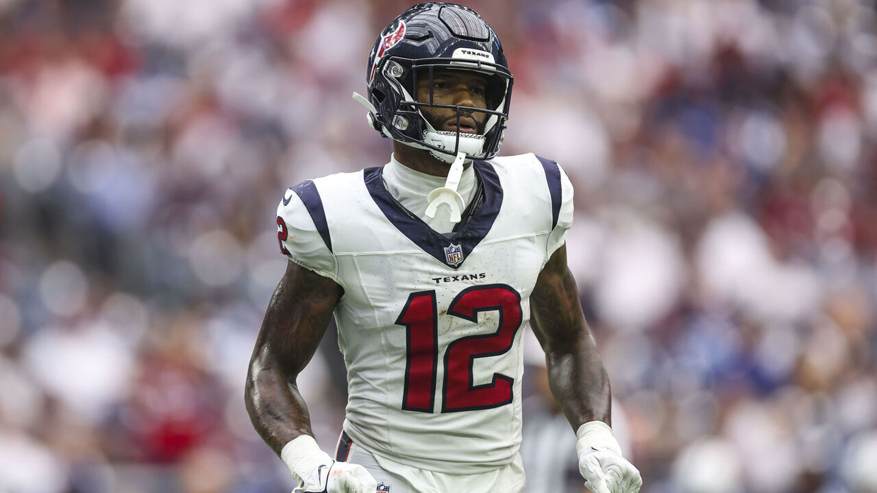 HOUSTON, TX - SEPTEMBER 17: Nico Collins #12 of the Houston Texans runs across the field during a football game against the Indianapolis Colts at NRG Stadium on September 17, 2023 in Houston, Texas.
