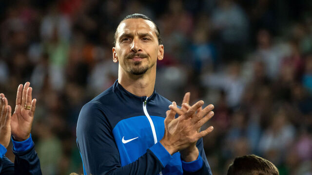 STADIUM STOZICE, LJUBLJANA, SLOVENIA - 2023/09/15: Zlatan Ibrahimovic is seen during the charity football match Football Stars for Flood Victims in Slovenia. Football stars came together at Stadium Stozice for a charity football match for the flood victims in Slovenia. The stars were divided in two teams; blue and red. The final score was 1:1 and after that they went in penalties. The Blue team won with a score of 4:3. The game raised approximately 3,5 million Euros for flood victims.