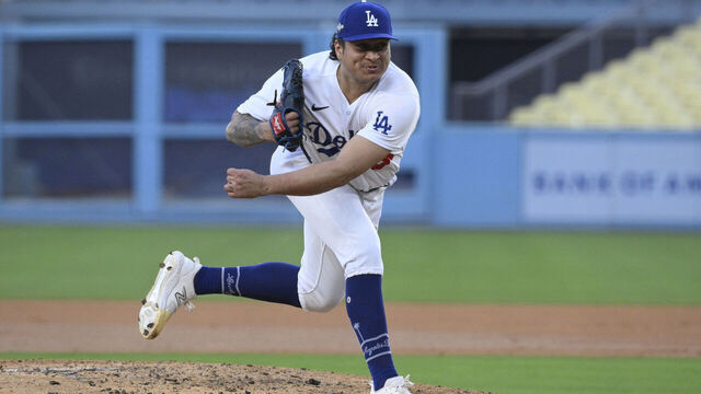 Los Angeles, CA - October 04: Relief pitcher Victor Gonzalez #81 of the Los Angeles Dodgers during a simulated game for the upcoming National League Division Series baseball game at Dodger Stadium in Los Angeles on Wednesday, October 4, 2023.