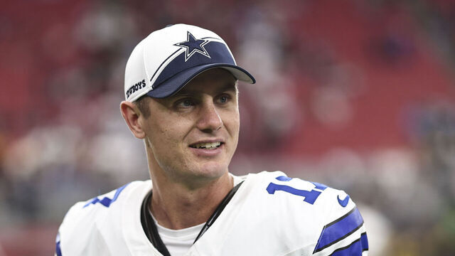 GLENDALE, ARIZONA - SEPTEMBER 24: Brandon Aubrey #17 of the Dallas Cowboys reacts following an NFL football game between the Arizona Cardinals and the Dallas Cowboys at State Farm Stadium on September 24, 2023 in Glendale, Arizona.