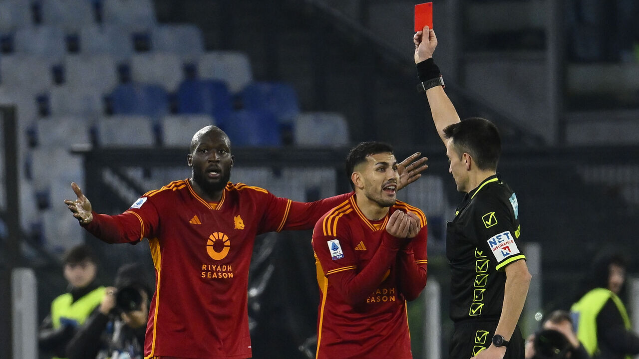 Romelu Lukaku of A.S. Roma is playing during the 15th day of the Serie A Championship between A.S. Roma and A.C.F. Fiorentina at the Olympic Stadium in Rome, Italy, on November 10, 2023.