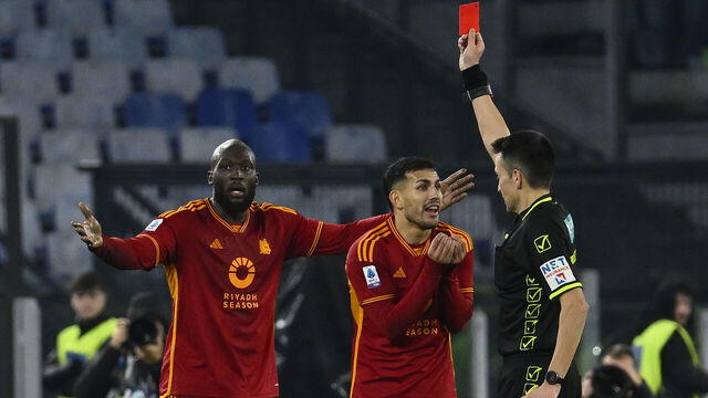 Romelu Lukaku of A.S. Roma is playing during the 15th day of the Serie A Championship between A.S. Roma and A.C.F. Fiorentina at the Olympic Stadium in Rome, Italy, on November 10, 2023.