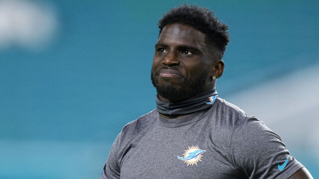 MIAMI GARDENS, FLORIDA - DECEMBER 11: Tyreek Hill #10 of the Miami Dolphins warms up prior to a game against the Tennessee Titans at Hard Rock Stadium on December 11, 2023 in Miami Gardens, Florida.