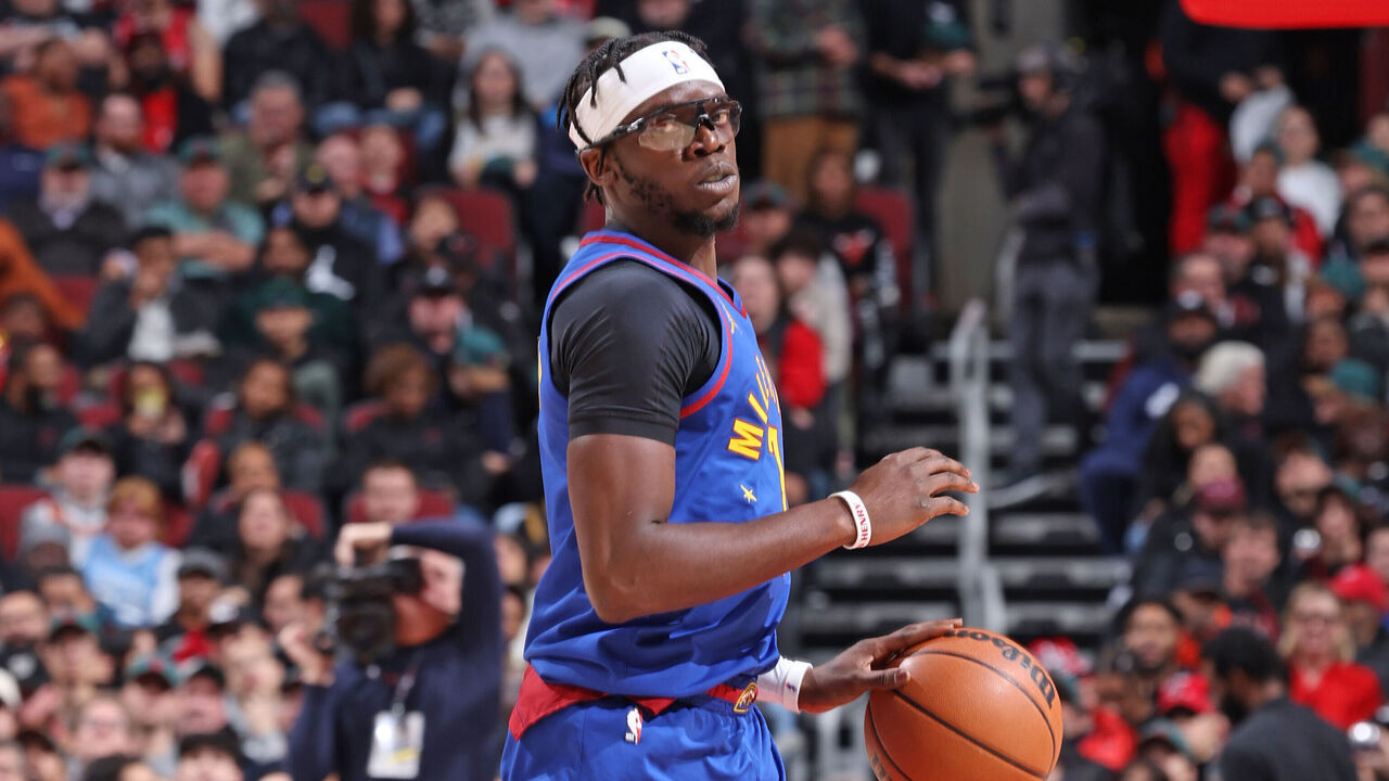 CHICAGO, IL - DECEMBER 12: Reggie Jackson #7 of the Denver Nuggets dribbles the ball during the game against the Chicago Bulls on December 12, 2023 at United Center in Chicago, Illinois. Mandatory Copyright Notice: Copyright 2023 NBAE