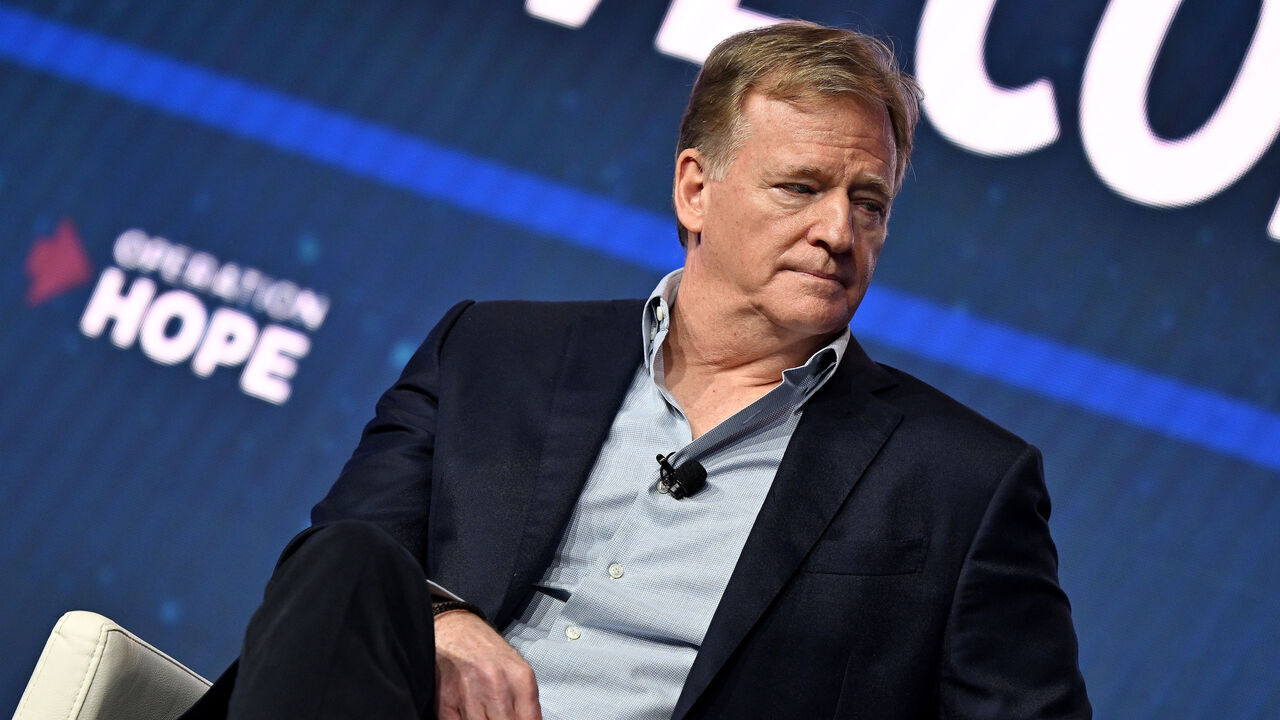 ATLANTA, GEORGIA - DECEMBER 12: Roger Goodell speaks onstage during the 2023 HOPE Global Forum at Hyatt Regency Atlanta on December 12, 2023 in Atlanta, Georgia.