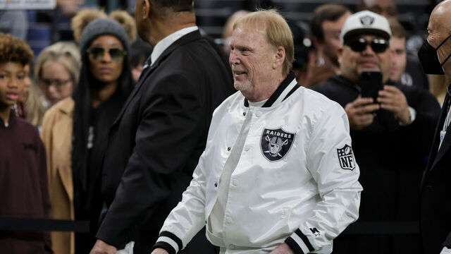 LAS VEGAS, NEVADA - DECEMBER 10: Owner and managing general partner Mark Davis of the Las Vegas Raiders walks off the field after warmups before a game against the Minnesota Vikings at Allegiant Stadium on December 10, 2023 in Las Vegas, Nevada.