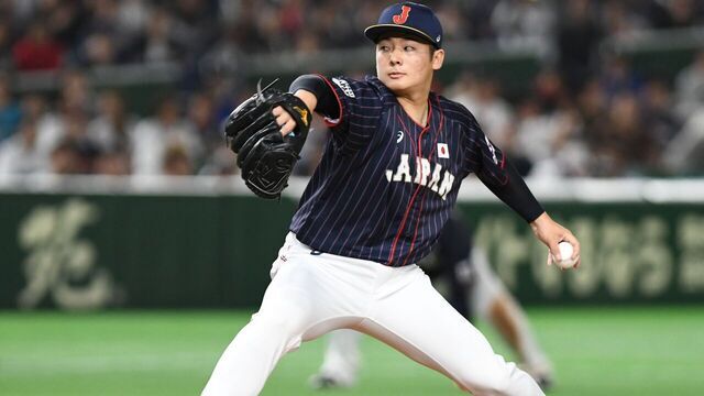 Japan's Yuki Matsui pitches during the last inning of the second exhibition baseball game between the US Major League Baseball All Star team and the Japanese national team at the Tokyo Dome in Tokyo on November 10, 2018.