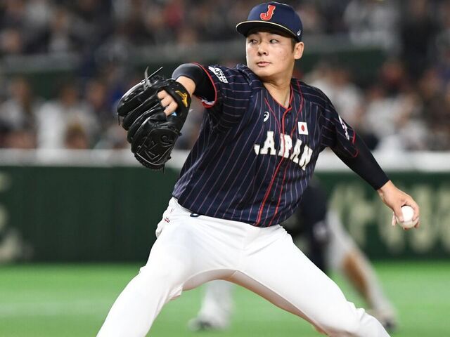Japan's Yuki Matsui pitches during the last inning of the second exhibition baseball game between the US Major League Baseball All Star team and the Japanese national team at the Tokyo Dome in Tokyo on November 10, 2018.