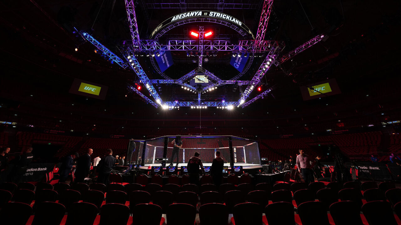 SYDNEY, AUSTRALIA - SEPTEMBER 10: A general view of the Octagon prior to the UFC 293 event at Qudos Bank Arena on September 10, 2023 in Sydney, Australia.