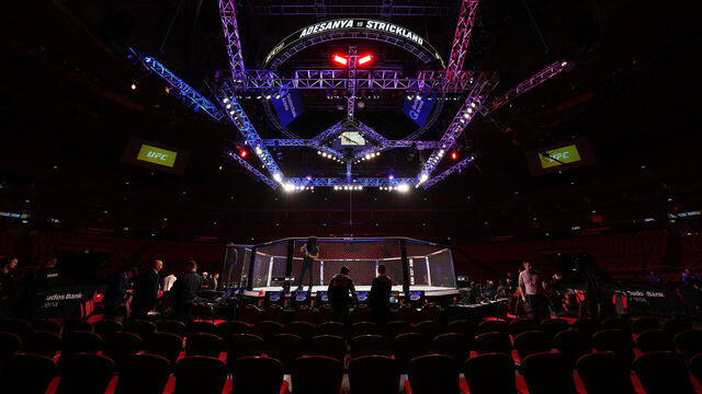 SYDNEY, AUSTRALIA - SEPTEMBER 10: A general view of the Octagon prior to the UFC 293 event at Qudos Bank Arena on September 10, 2023 in Sydney, Australia.
