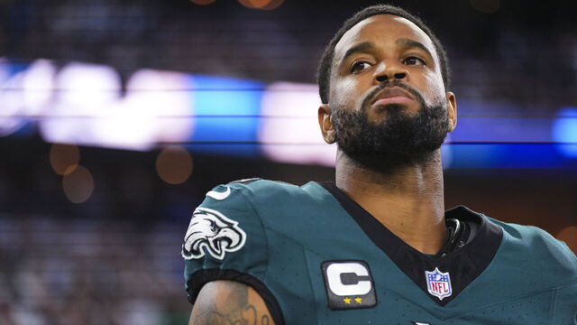ARLINGTON, TX - DECEMBER 10: Darius Slay #2 of the Philadelphia Eagles looks on from the sideline prior to an NFL football game against the Dallas Cowboys at AT&T Stadium on December 10, 2023 in Arlington, Texas.