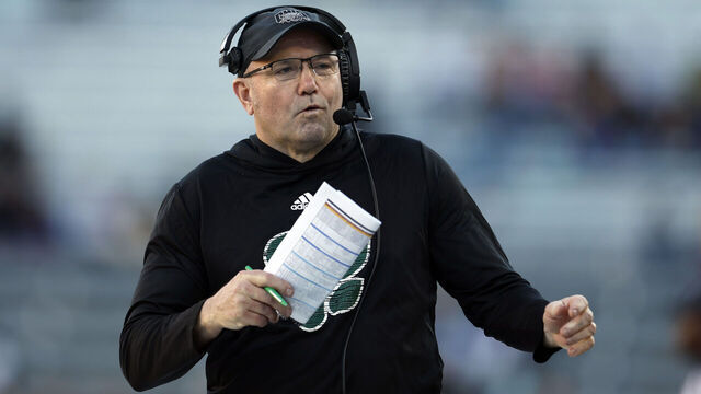 TUCSON, ARIZONA - DECEMBER 30: Head coach Tim Albin of the Ohio Bobcats is seen during the second half of the Barstool Sports Arizona Bowl against the Wyoming Cowboys at Arizona Stadium on December 30, 2022 in Tucson, Arizona. The Bobcats defeated the Cowboys 30-27.