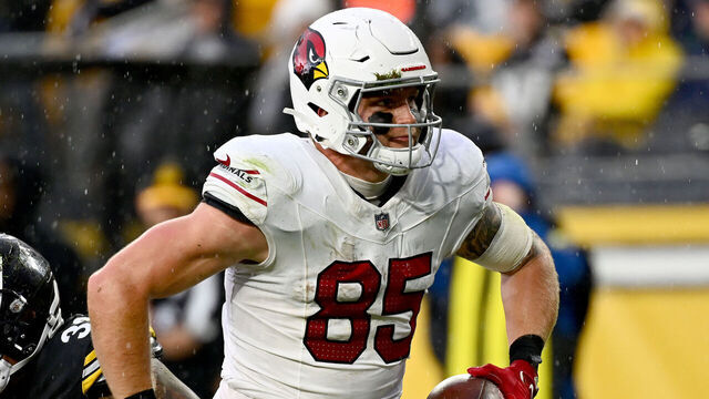 PITTSBURGH, PENNSYLVANIA - DECEMBER 03: Trey McBride #85 of the Arizona Cardinals reacts after a catch during the second quarter in the game against the Pittsburgh Steelers during the second quarter at Acrisure Stadium on December 03, 2023 in Pittsburgh, Pennsylvania.
