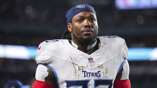 MIAMI GARDENS, FL - DECEMBER 11: Derrick Henry #22 of the Tennessee Titans looks on from the field during an NFL football game against the Miami Dolphins at Hard Rock Stadium on December 11, 2023 in Miami Gardens, Florida.
