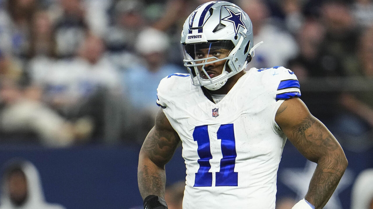 ARLINGTON, TX - NOVEMBER 30: Micah Parsons #11 of the Dallas Cowboys looks on from the field during an NFL football game against the Seattle Seahawks at AT&T Stadium on November 30, 2023 in Arlington, Texas.