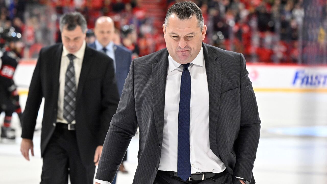 Ottawa Senators head coach D.J. Smith reacts during the NHL Global Series Ice Hockey match between Detroit Red Wings and Ottawa Senators in Stockholm on November 16, 2023.