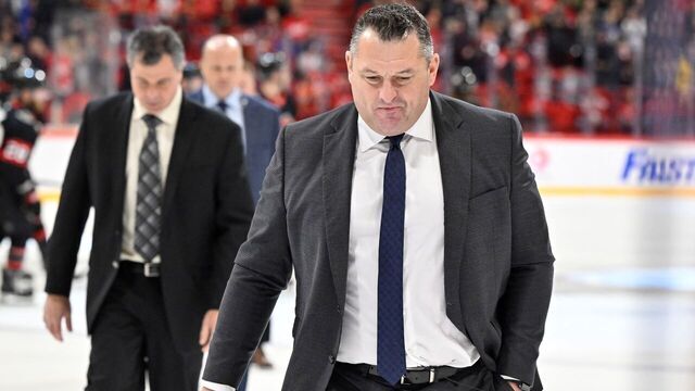 Ottawa Senators head coach D.J. Smith reacts during the NHL Global Series Ice Hockey match between Detroit Red Wings and Ottawa Senators in Stockholm on November 16, 2023.