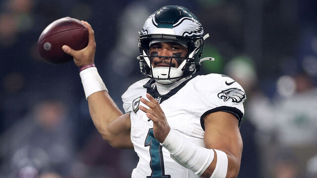SEATTLE, WASHINGTON - DECEMBER 18: Jalen Hurts #1 of the Philadelphia Eagles passes during the first quarter against the Seattle Seahawks at Lumen Field on December 18, 2023 in Seattle, Washington.