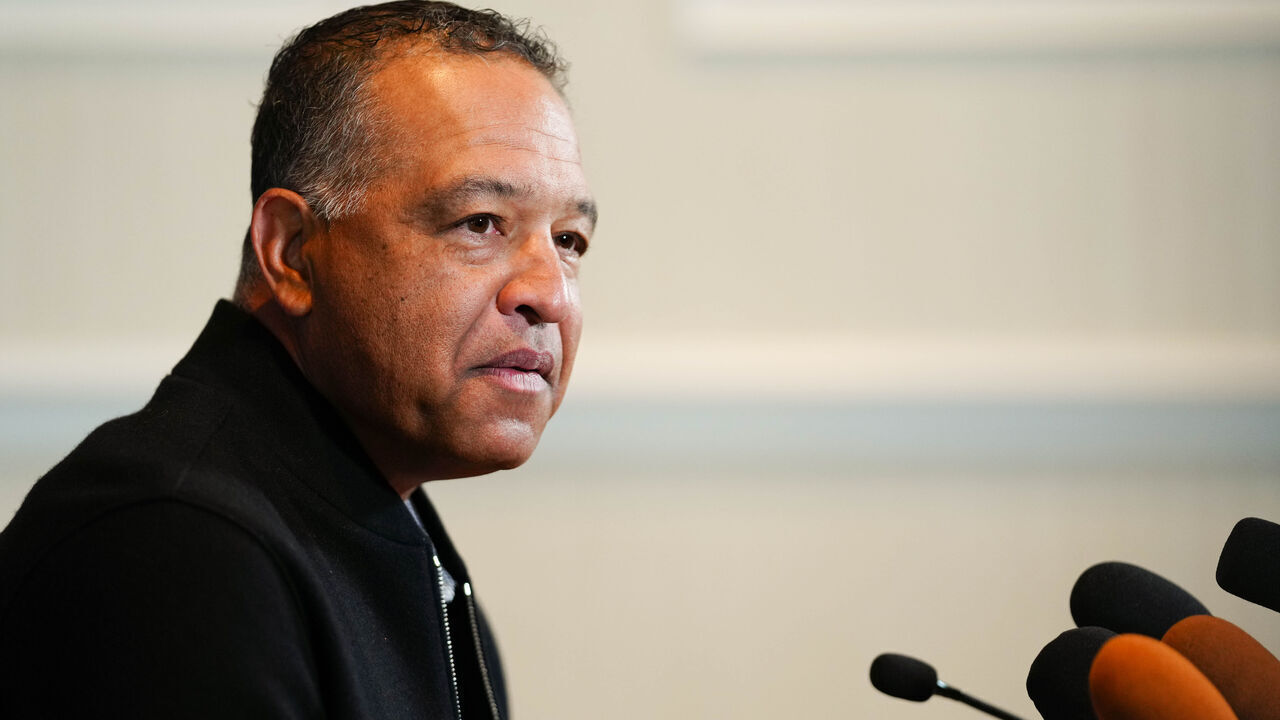 NASHVILLE, TN - DECEMBER 05: Manager Dave Roberts of the Los Angeles Dodgers speaks during the Manager Media Availability at the 2023 MLB Winter Meetings at Gaylord Opryland Resort & Convention Center on Tuesday, December 5, 2023 in Nashville, Tennessee.