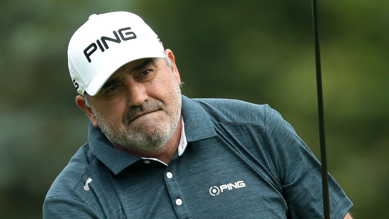 Angel Cabrera of Argentina tees off on the second tee during the first round of The Ally Challenge presented by McLaren at Warwick Hills Golf &amp; Country Club, Grand Blanc, MI, USA Friday, September 13, 2019.