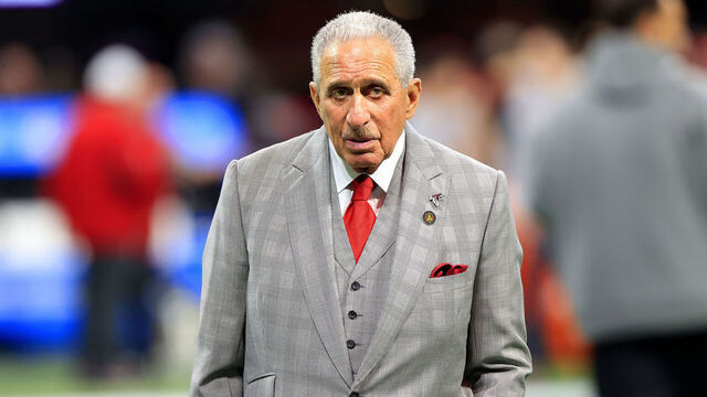 ATLANTA, GA - DECEMBER 10: Falcons team owner Arthur Blank looks on prior to the Sunday afternoon NFL football game between division rivals Atlanta Falcons and the Tampa Bay Buccaneers on December 10, 2023 at the Mercedes-Benz Stadium in Atlanta, Georgia.