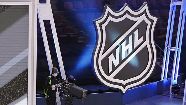 TORONTO, ONTARIO - JULY 29: A TV cameraman prepares to work the exhibition game between the Tampa Bay Lightning and the Florida Panthers before the 2020 NHL Stanley Cup Playoffs at Scotiabank Arena on July 29, 2020 in Toronto, Ontario, Canada.