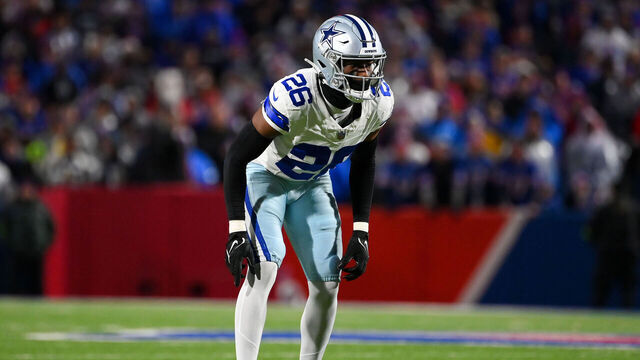 ORCHARD PARK, NEW YORK - DECEMBER 17: DaRon Bland #26 of the Dallas Cowboys in action against the Buffalo Bills during the first half at Highmark Stadium on December 17, 2023 in Orchard Park, New York. The Bills won 31-10.