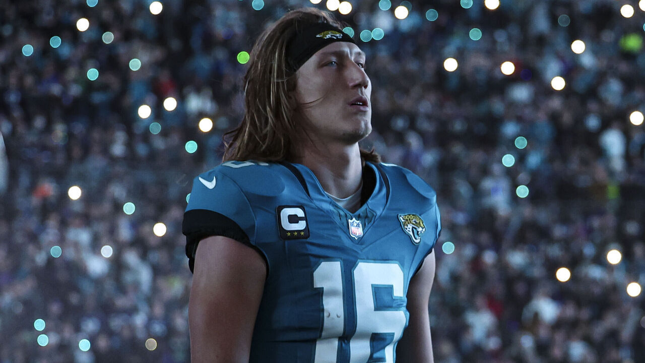 JACKSONVILLE, FL - DECEMBER 17: Trevor Lawrence #16 of the Jacksonville Jaguars looks on from the sideline prior to an NFL football game against the Baltimore Ravens at EverBank Stadium on December 17, 2023 in Jacksonville, Florida.