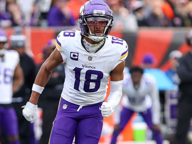 CINCINNATI, OH - DECEMBER 16: Minnesota Vikings wide receiver Justin Jefferson (18) in action during the game against the Minnesota Vikings and the Cincinnati Bengals on December 16, 2023, at Paycor Stadium in Cincinnati, OH.