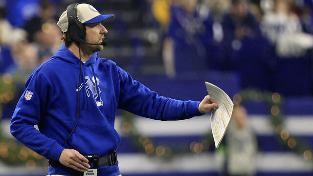 INDIANAPOLIS, INDIANA - DECEMBER 16: Head coach Shane Steichen of the Indianapolis Colts looks on in the game against the Pittsburgh Steelers at Lucas Oil Stadium on December 16, 2023 in Indianapolis, Indiana.