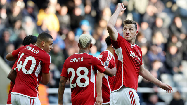 NEWCASTLE UPON TYNE, ENGLAND - DECEMBER 26: Chris Wood of Nottingham Forest celebrates after scoring their sides first goal during the Premier League match between Newcastle United and Nottingham Forest at St. James Park on December 26, 2023 in Newcastle upon Tyne, England.