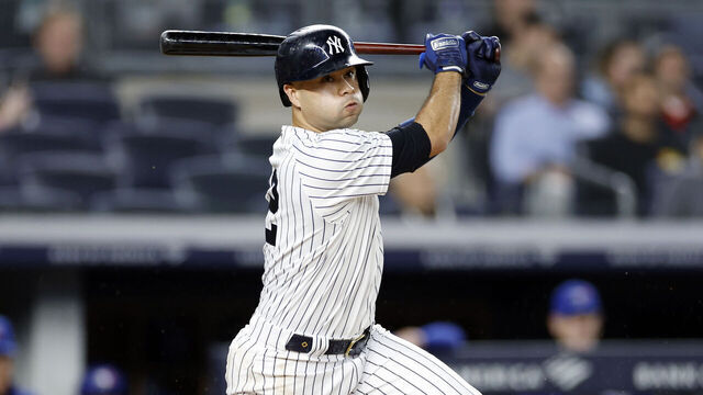 NEW YORK, NEW YORK - SEPTEMBER 21: Isiah Kiner-Falefa #12 of the New York Yankees swings at a pitch during the game against the Toronto Blue Jays at Yankee Stadium on September 21, 2023 in the Bronx borough of New York City. The Yankees won 5-3.