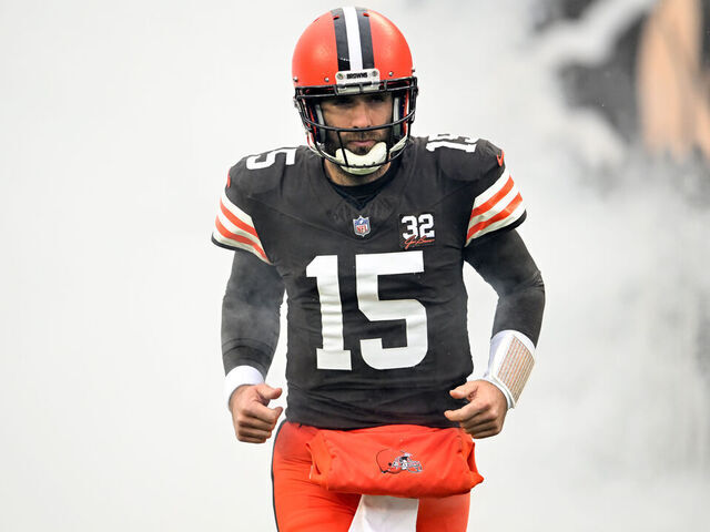 CLEVELAND, OHIO - DECEMBER 17: Joe Flacco #15 of the Cleveland Browns is introduced prior to a game against the Chicago Bears at Cleveland Browns Stadium on December 17, 2023 in Cleveland, Ohio.