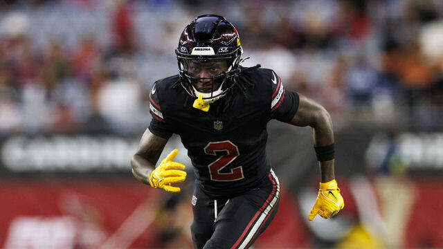 GLENDALE, ARIZONA - NOVEMBER 26: Marquise Brown #2 of the Arizona Cardinals runs a route during a game against the Los Angeles Rams at State Farm Stadium on November 26, 2023 in Glendale, Arizona.