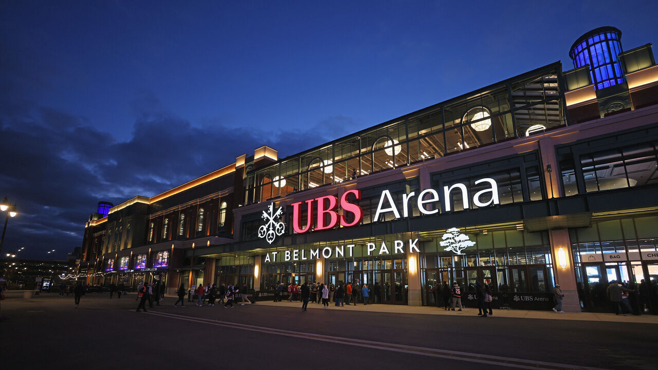 ELMONT, NEW YORK - MARCH 11: A general view of the outside of the arena prior to the game between the New York Islanders and the Washington Capitals at the UBS Arena on March 11, 2023 in Elmont, New York.
