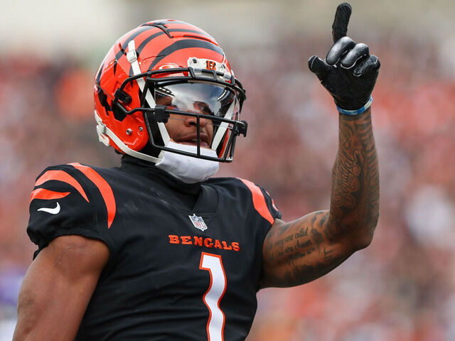 CINCINNATI, OH - DECEMBER 16: Cincinnati Bengals wide receiver Ja'Marr Chase (1) reacts during the game against the Minnesota Vikings and the Cincinnati Bengals on December 16, 2023, at Paycor Stadium in Cincinnati, OH.