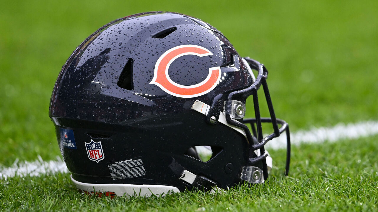 CLEVELAND, OHIO - DECEMBER 17: A view of a Chicago Bears helmet prior to a game against the Cleveland Browns at Cleveland Browns Stadium on December 17, 2023 in Cleveland, Ohio.