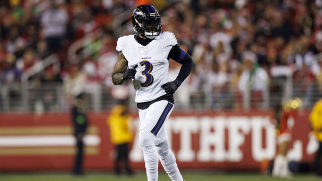 SANTA CLARA, CALIFORNIA - DECEMBER 25: Odell Beckham Jr. #3 of the Baltimore Ravens lines up to run a route during an NFL football game against the San Francisco 49ers at Levi's Stadium on December 25, 2023 in Santa Clara, California.