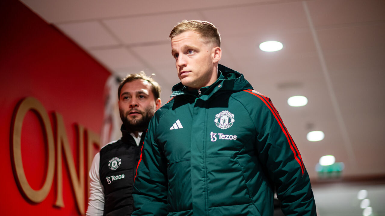 LIVERPOOL, ENGLAND - DECEMBER 17: Donny van de Beek of Manchester United arrives prior to the Premier League match between Liverpool FC and Manchester United at Anfield on December 17, 2023 in Liverpool, United Kingdom.