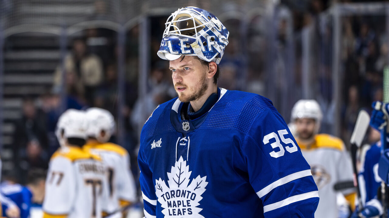 TORONTO, ON - DECEMBER 9: Ilya Samsonov #35 of the Toronto Maple Leafs looks on against the Nashville Predators during the third period at the Scotiabank Arena on December 9, 2023 in Toronto, Ontario, Canada.
