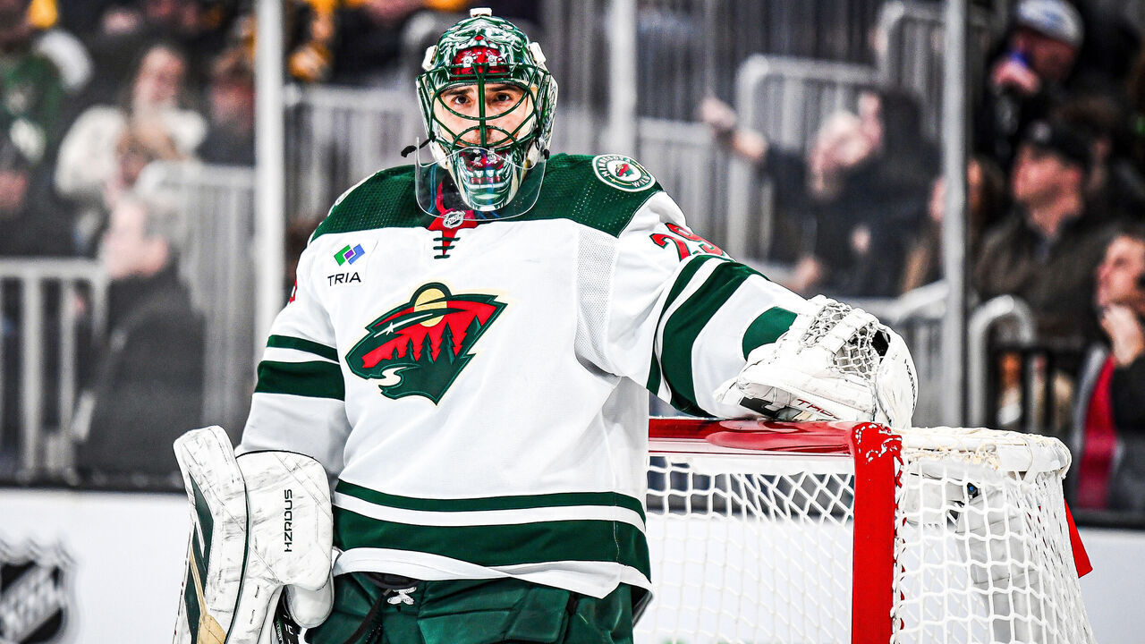 BOSTON, MASSACHUSETTS - DECEMBER 19: Marc-Andre Fleury #29 of the Minnesota Wild tends net during the first period against the Boston Bruins at TD Garden on December 19, 2023 in Boston, Massachusetts.