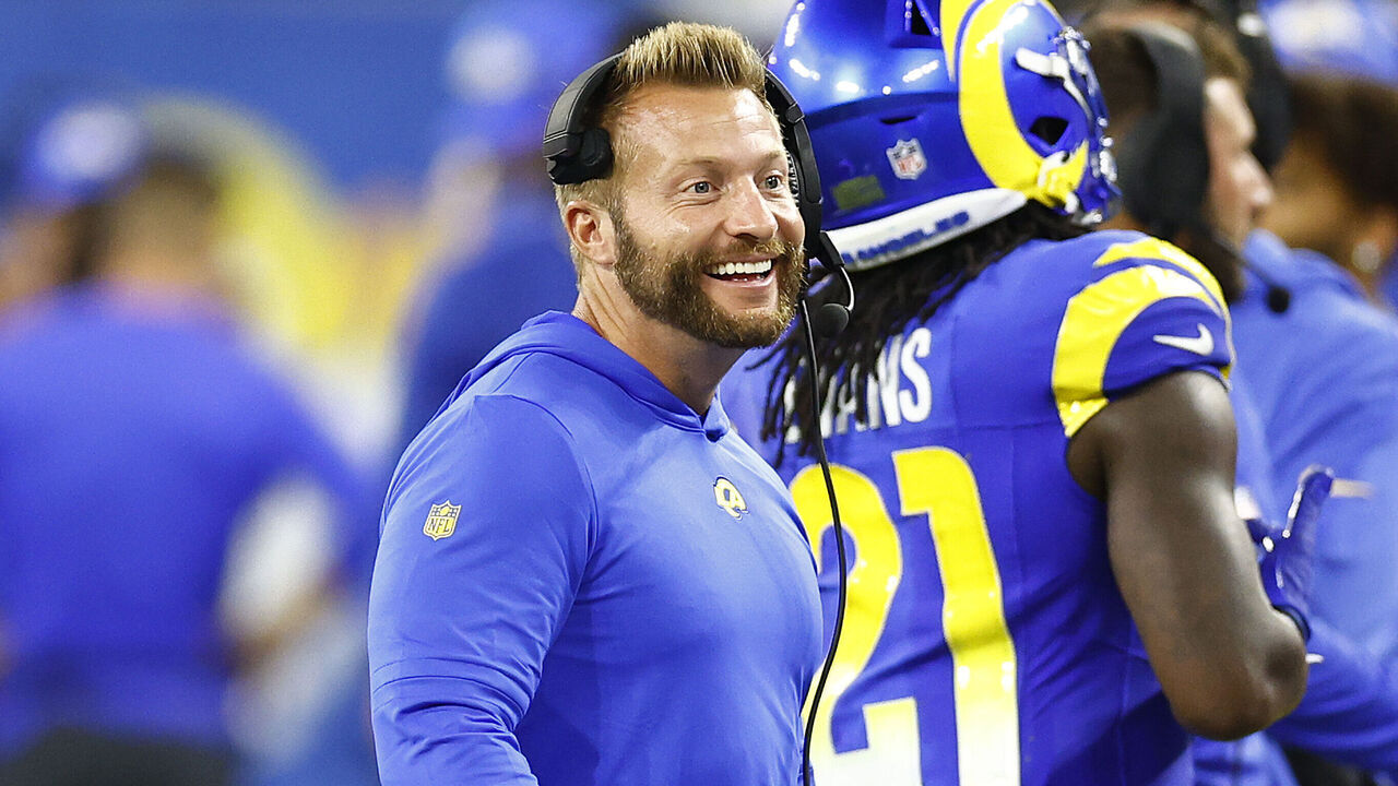 INGLEWOOD, CALIFORNIA - AUGUST 12: Sean McVay of the Los Angeles Rams during a preseason game at SoFi Stadium on August 12, 2023 in Inglewood, California.