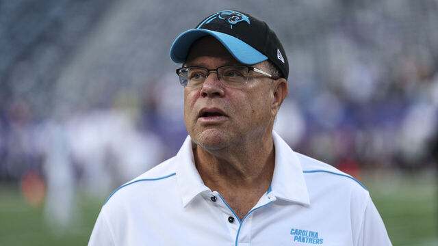 EAST RUTHERFORD, NJ - AUGUST 18: David Tepper of the Carolina Panthers looks on against the New York Giants prior to the game at MetLife Stadium on Friday, August 18, 2023, in East Rutherford, New Jersey. (Perry Knotts/Getty Images)