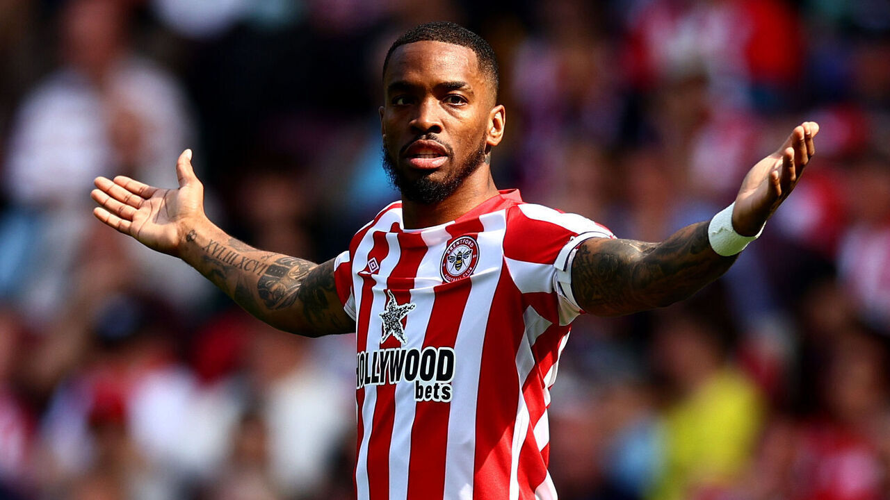 BRENTFORD, ENGLAND - APRIL 29: Ivan Toney of Brentford reacts during the Premier League match between Brentford FC and Nottingham Forest at Brentford Community Stadium on April 29, 2023 in Brentford, England.