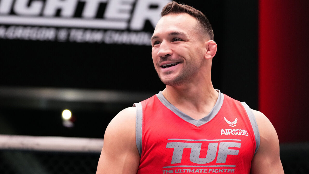 LAS VEGAS, NEVADA - MARCH 13: Michael Chandler stands in the Octagon during the filming of The Ultimate Fighter at UFC APEX on March 13, 2023 in Las Vegas, Nevada.