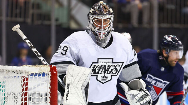 NEW YORK, NY - DECEMBER 10: Pheonix Copley #29 of the Los Angeles Kings during the game against the New York Rangers on December 10, 2023 at Madison Square Garden in New York, New York,