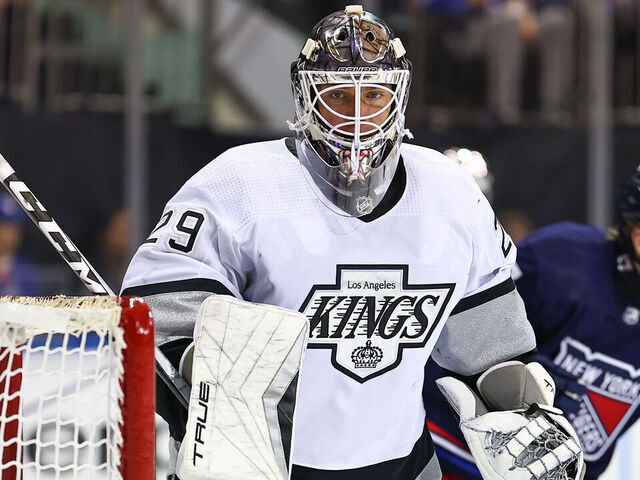 NEW YORK, NY - DECEMBER 10: Pheonix Copley #29 of the Los Angeles Kings during the game against the New York Rangers on December 10, 2023 at Madison Square Garden in New York, New York,