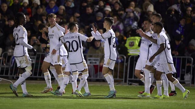 ARANDA DE DUERO, SPAIN - JANUARY 06: Arda Guler (24) of Real Madrid celebrates with his teammates after Brahim Diaz's (21) goal during the Copa del Rey last 32 match between Arandina CF and Real Madrid at Estadio El Montecillo Stadium in Burgos, Aranda de Duero, Spain on January 06, 2024.